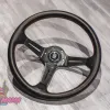 Спортивный руль Nardi Deep Corn из перфорированной кожи с черными спицами (средний вынос) — фото