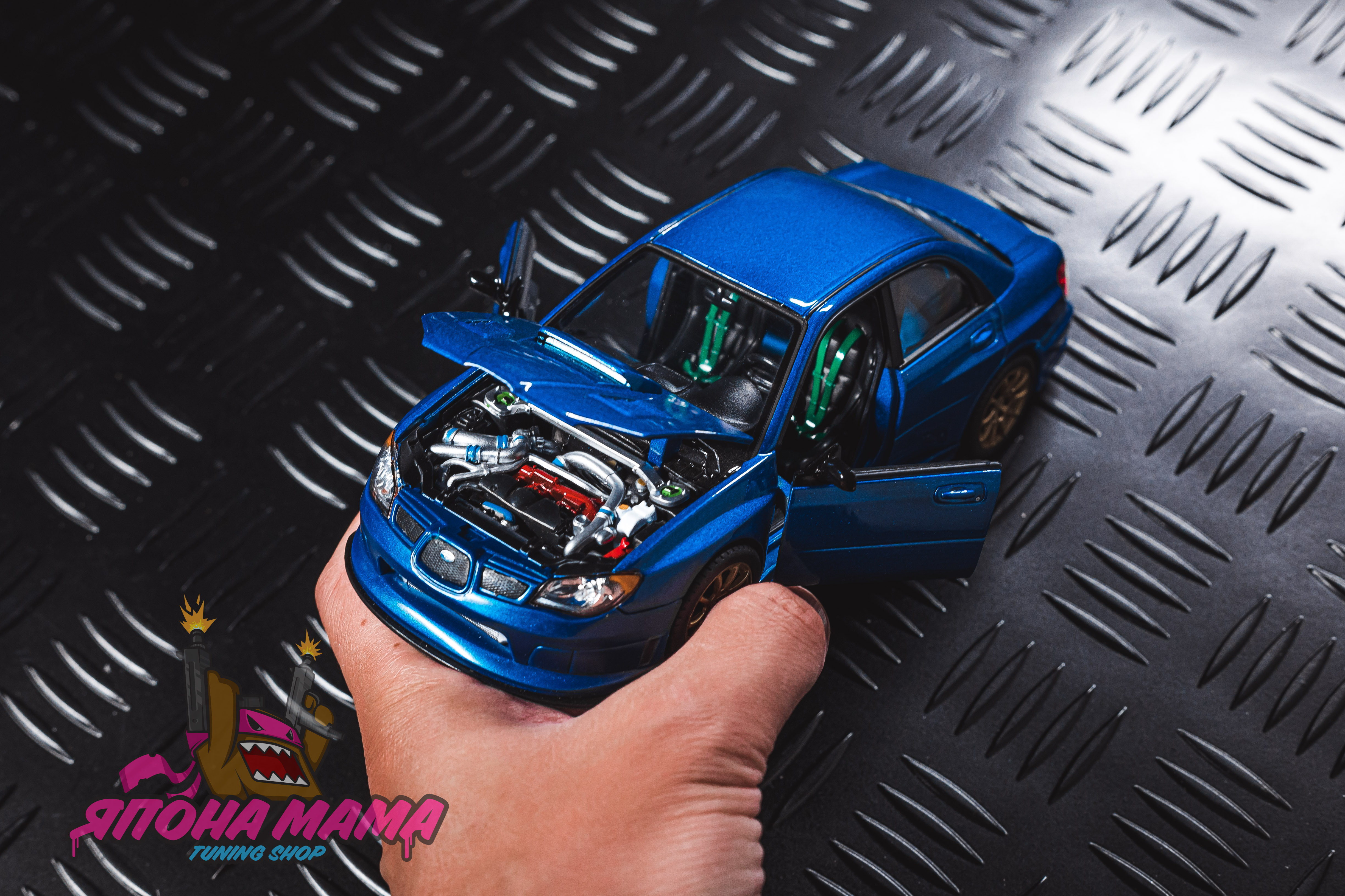 Коллекционная металлическая модель Subaru Impreza WRX STI синяя 1:24 2