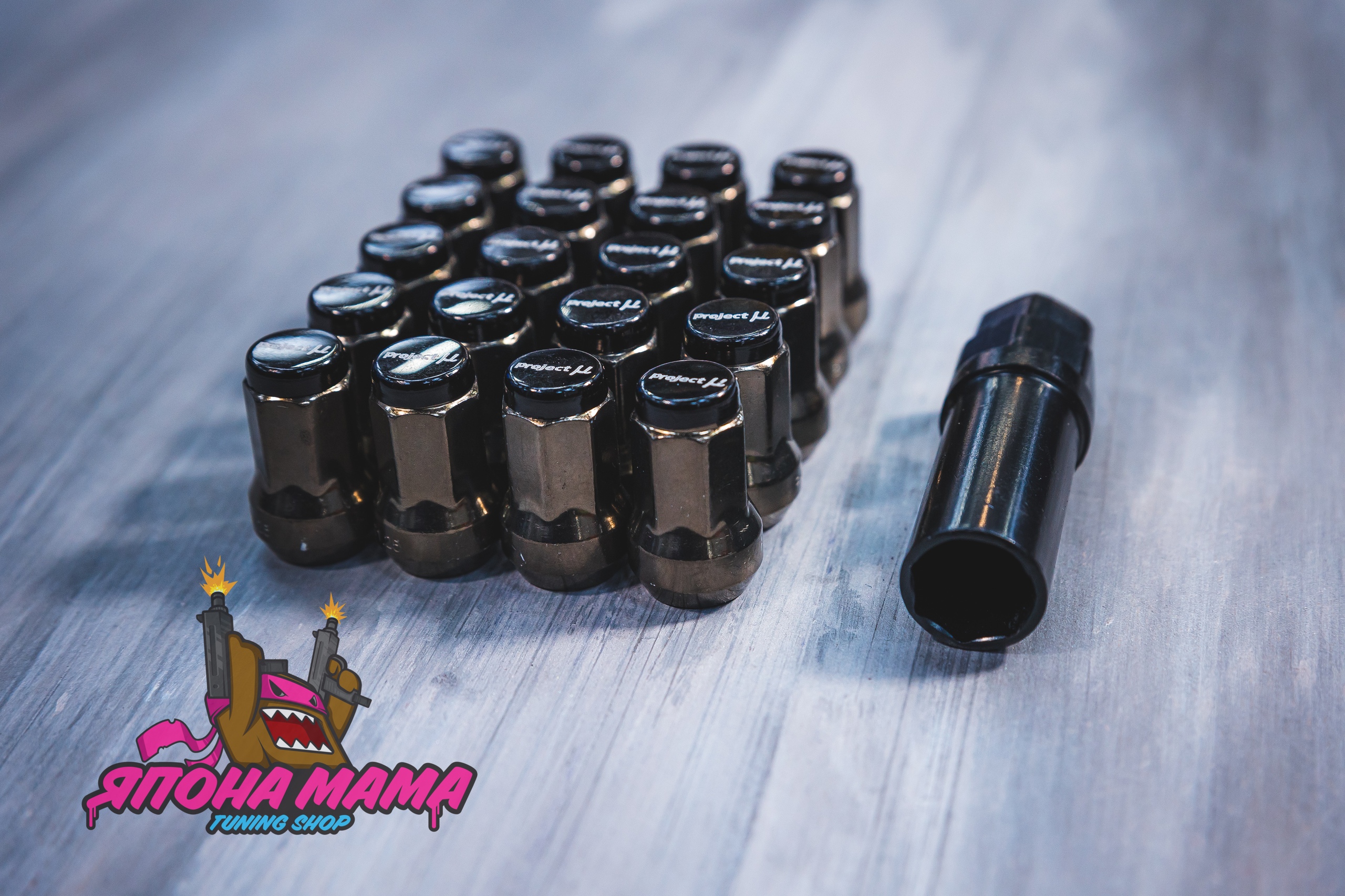 Спортивные стальные колесные гайки Project MU Super 7 lock (черный)