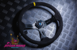 Спортивный руль Nardi Deep Corn замшевый с желтой полоской (средний вынос)