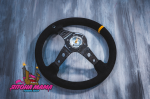 Спортивный руль Nardi Deep Corn Carbon замшевый с желтой полоской (вынос) 2