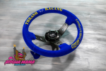 Оригинальный спортивный руль THRASH RACING синий замшевый (вынос)
