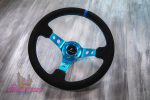 Руль оригинальный Lines Racing замшевый с бирюзовым центром (вынос)