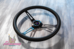Руль оригинальный Lines Racing из натуральной кожи с черными спицами (380 mm.)