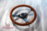 Руль оригинальный Lines Racing деревянный с черными спицами (минимальный вынос)