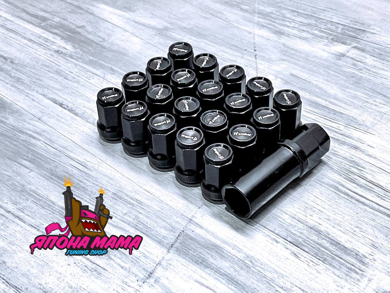 Спортивные стальные колесные гайки Project MU TYPE-M 7 lock (черные) (1.5)
