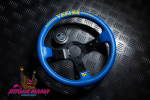 Спортивный руль Vertex синяя кожа с черными спицами 1