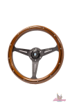 Деревянный спортивный руль Nardi Classic с черными матовыми спицами из анодированного алюминия