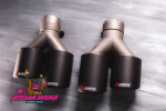 Насадки двойные закрытого типа на глушитель AKRAPOVIC Style карбон (пара) (вход:64-67 , выход:76) 1