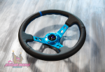 Руль оригинальный Lines Racing из натуральной кожи с бирюзовым центром (вынос)
