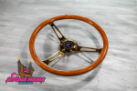 Руль оригинальный Lines Racing с золотыми спицами из настоящего дерева (380 mm.)