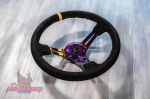 Руль оригинальный Lines Racing замшевый с выносом (Neo Chrome)