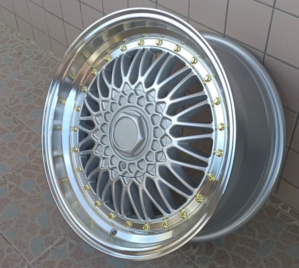 Комплект дисков BBS RS R18 8j ET30 5x114.3 (серебро с золотыми болтиками)