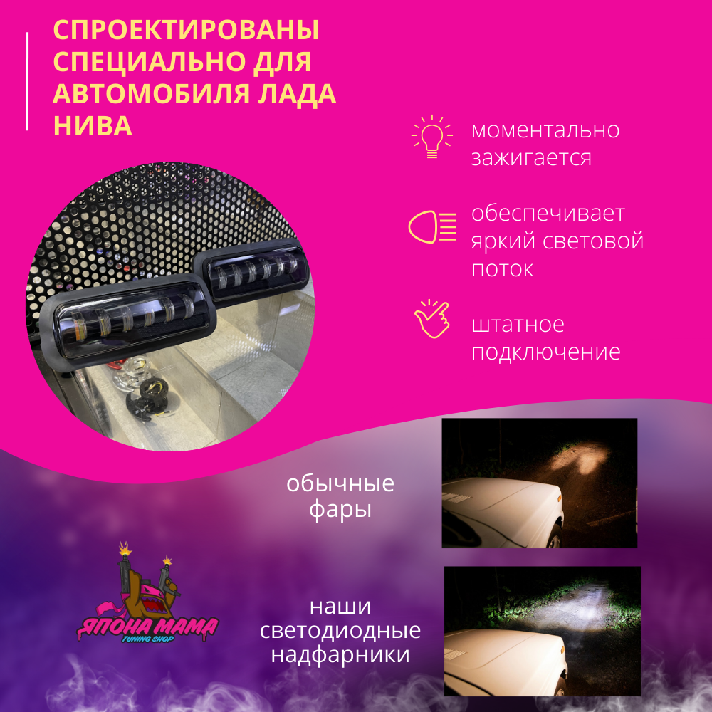 Надфарники Нива светодиодные LED 6 линз 60w 2