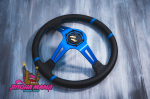 Спортивный руль momo Drifting (кожа) (Синий) 2