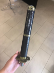 Ручка переключения передач самурайский меч 25cm., стальная (черная с полоской)